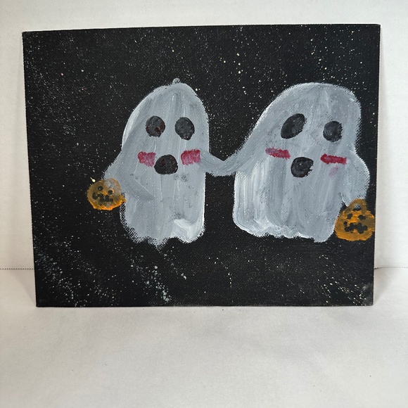 Hand-painted adorable Halloween ghost gouache painting - Picture 1 of 1